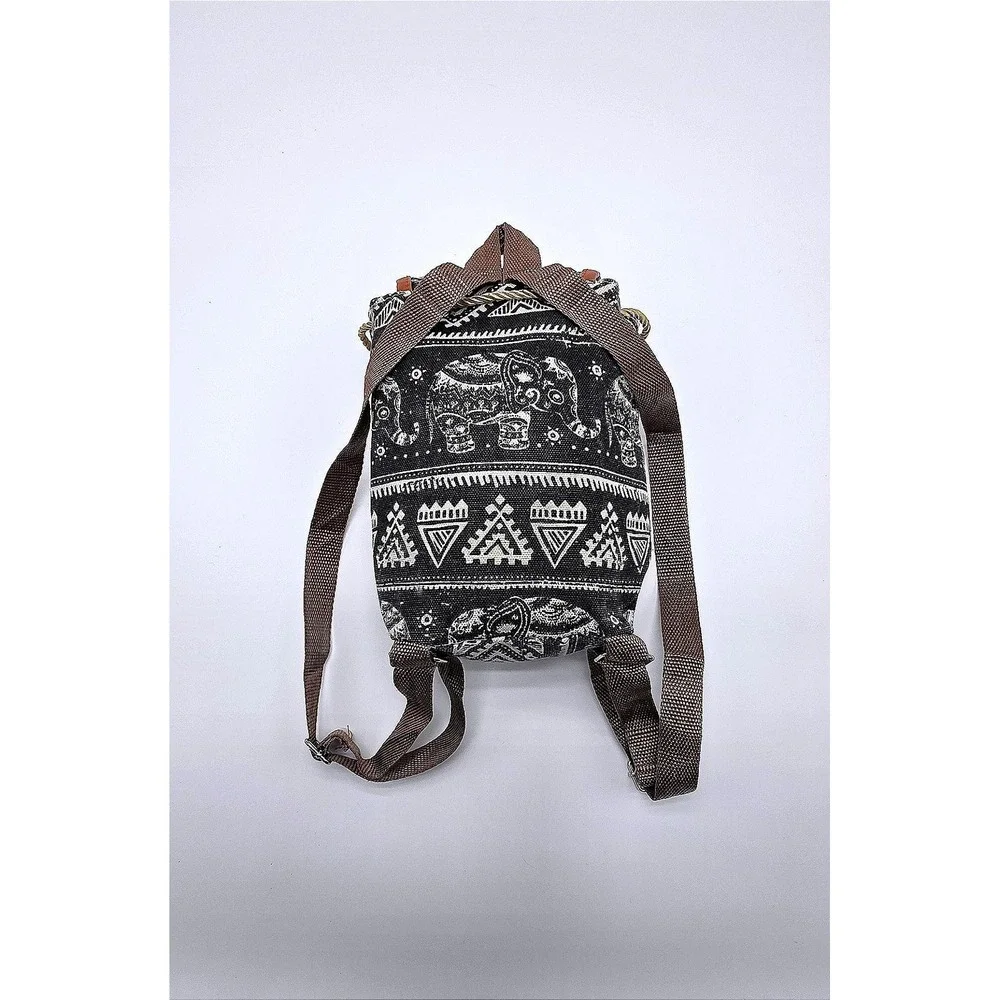 Boho Elephant Tapestry Drawstring Backpack Mini Bag‎
